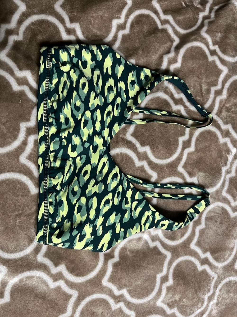 Offline by aerie Green Leopard Print Double-Strap Sports Bra